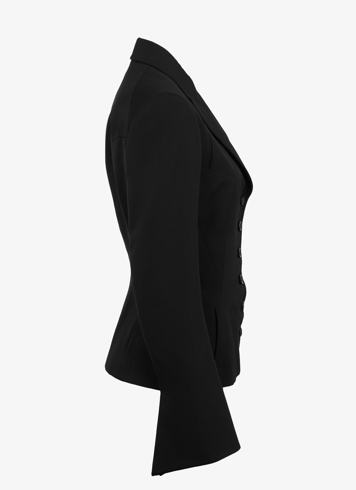 Wool-Blend Button-Front Blazer ALAÏA BLACK WOOL-BLEND BUTTON-FRONT BLAZER